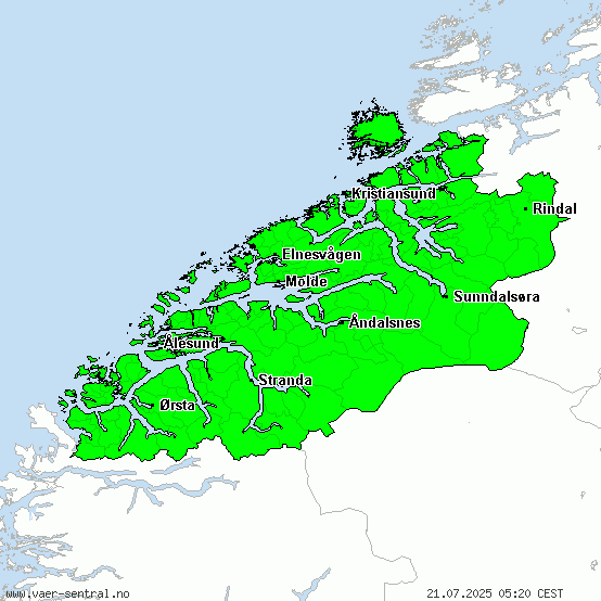 Møre og Romsdal - Advarsel om kraftig regn