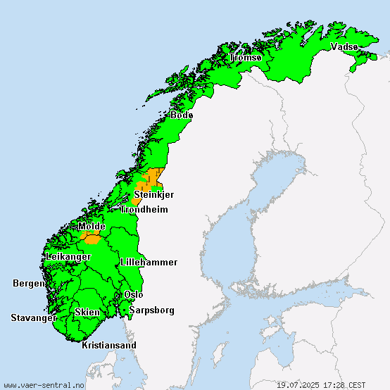 Norge - Advarsel om tordenvær